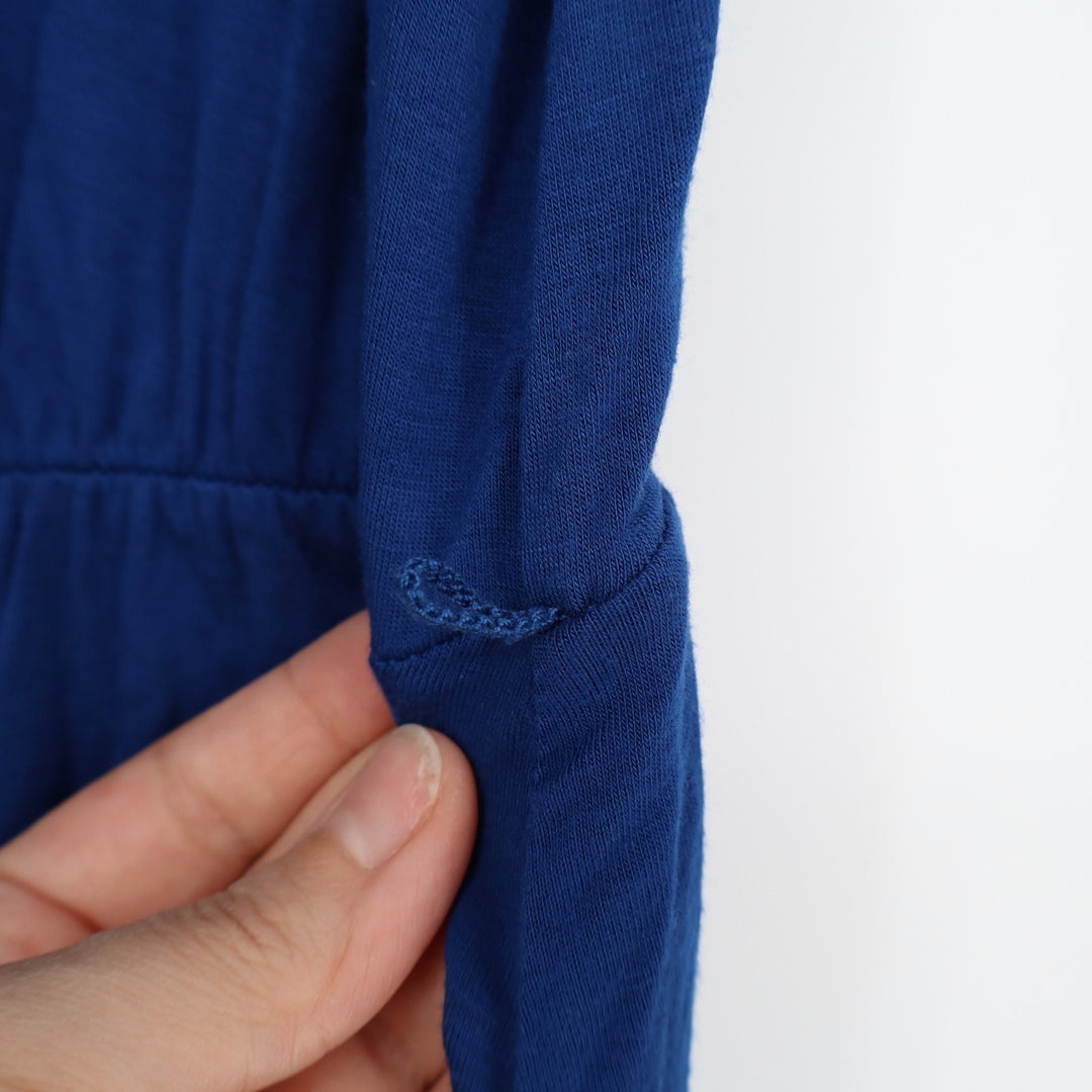 Merona Fit & Flare Dress Womens Medium Royal Blue Rayon Stretch Pleated V Neck