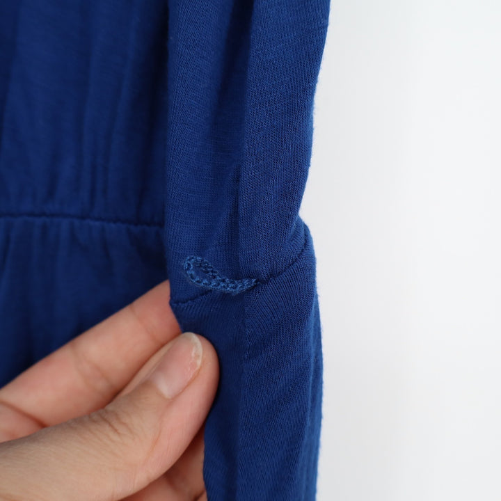 Merona Fit & Flare Dress Womens Medium Royal Blue Rayon Stretch Pleated V Neck