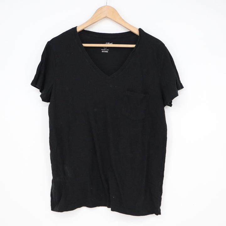 Universal Thread Monterey V-Neck Pocket Tee Black Cotton Short Sleeve Shirt L