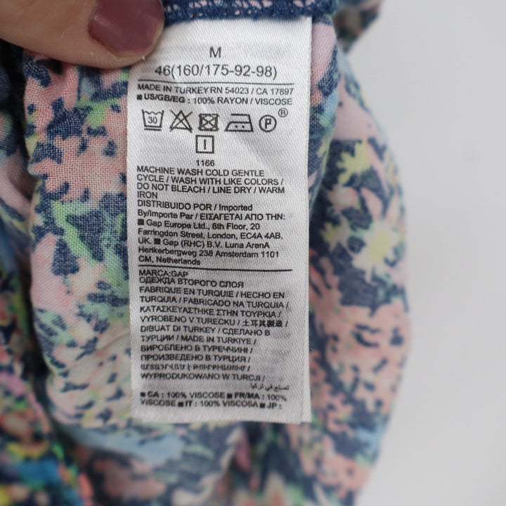 Gap Maternity Floral Tiered Mini Dress Medium Pink Blue Rayon 3/4 Balloon Sleeve