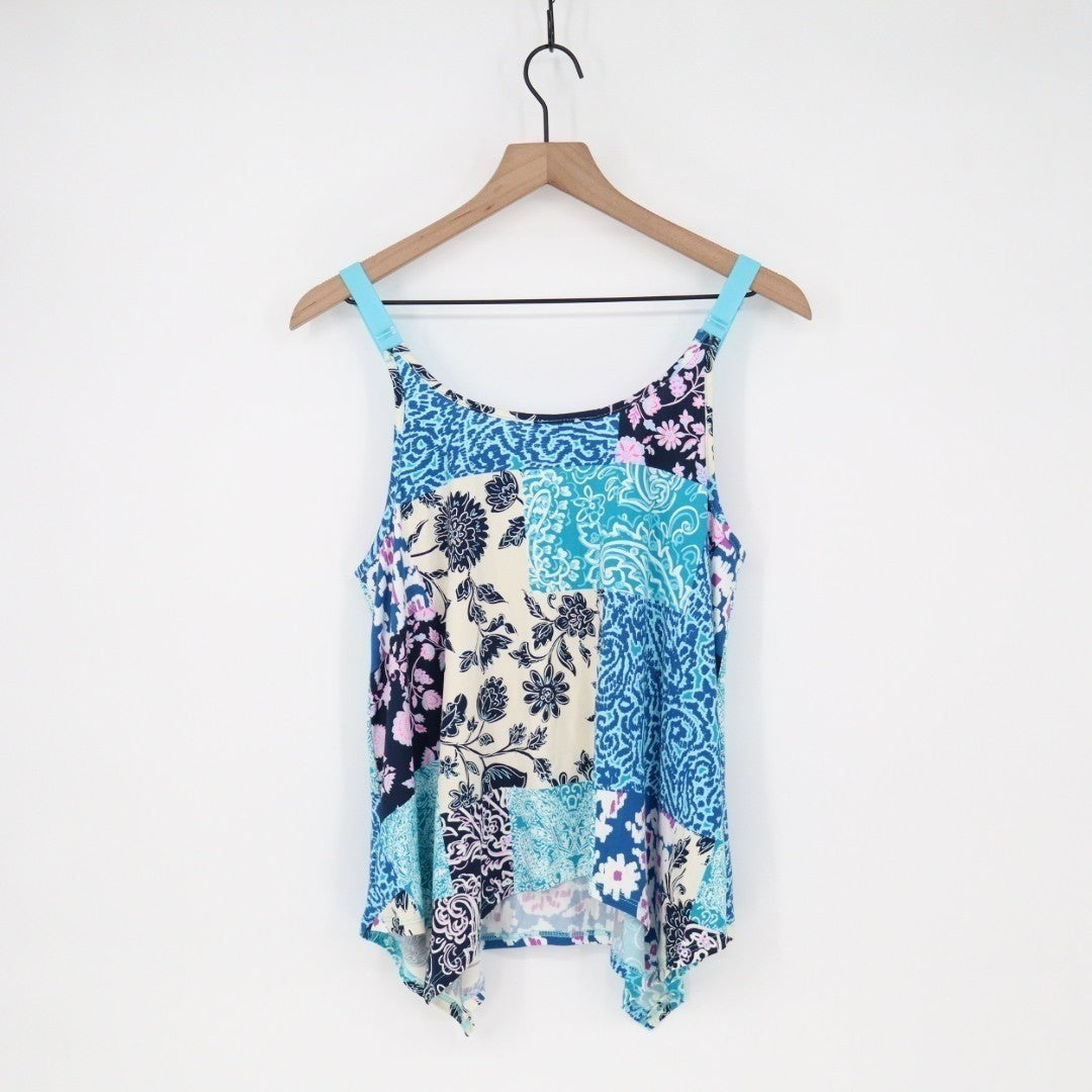 Linea Donatella Chemise Sleepwear Womens M Blue Printed Stretch Adjustable Strap