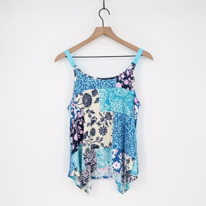 Linea Donatella Chemise Sleepwear Womens M Blue Printed Stretch Adjustable Strap