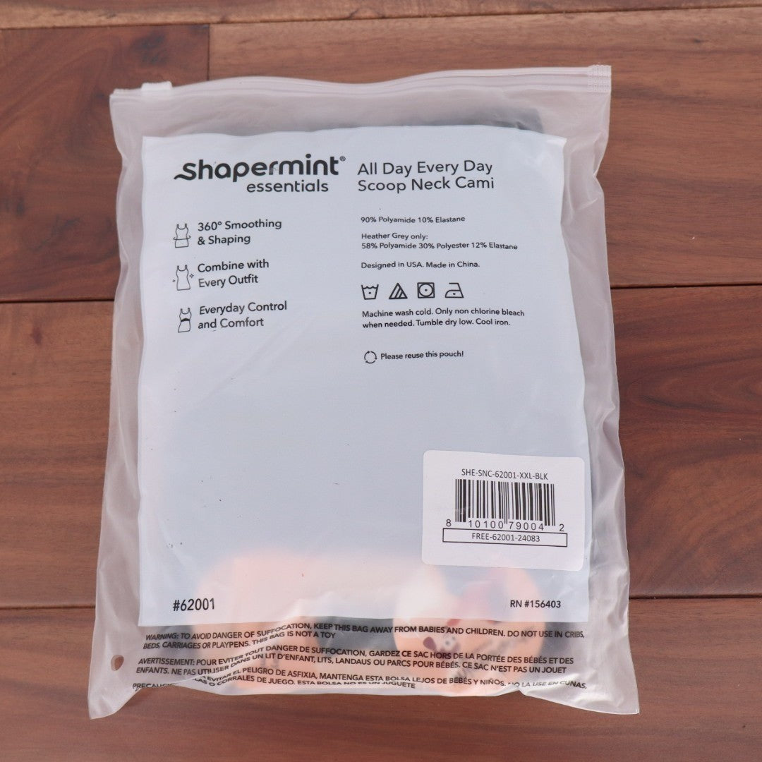 Shapermint All Day Every Day Scoop Neck Cami Womens 2XL Black Shapewear Stretch