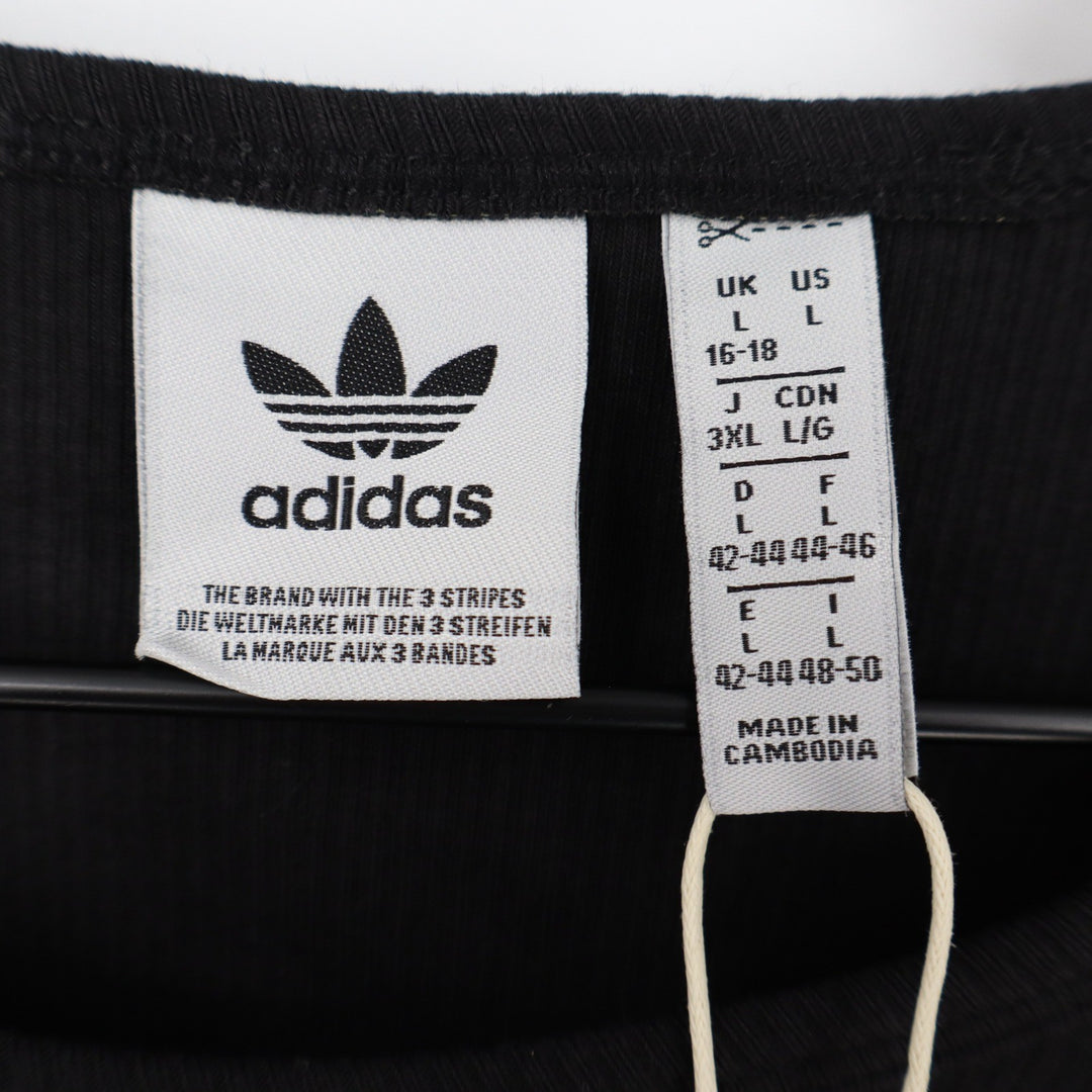 Adidas Originals Womens ESS CROP LS Black Ribbed Long Sleeve Crop Top L