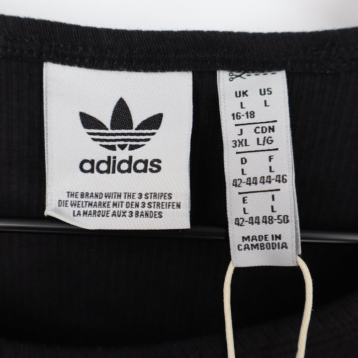 Adidas Originals Womens ESS CROP LS Black Ribbed Long Sleeve Crop Top L