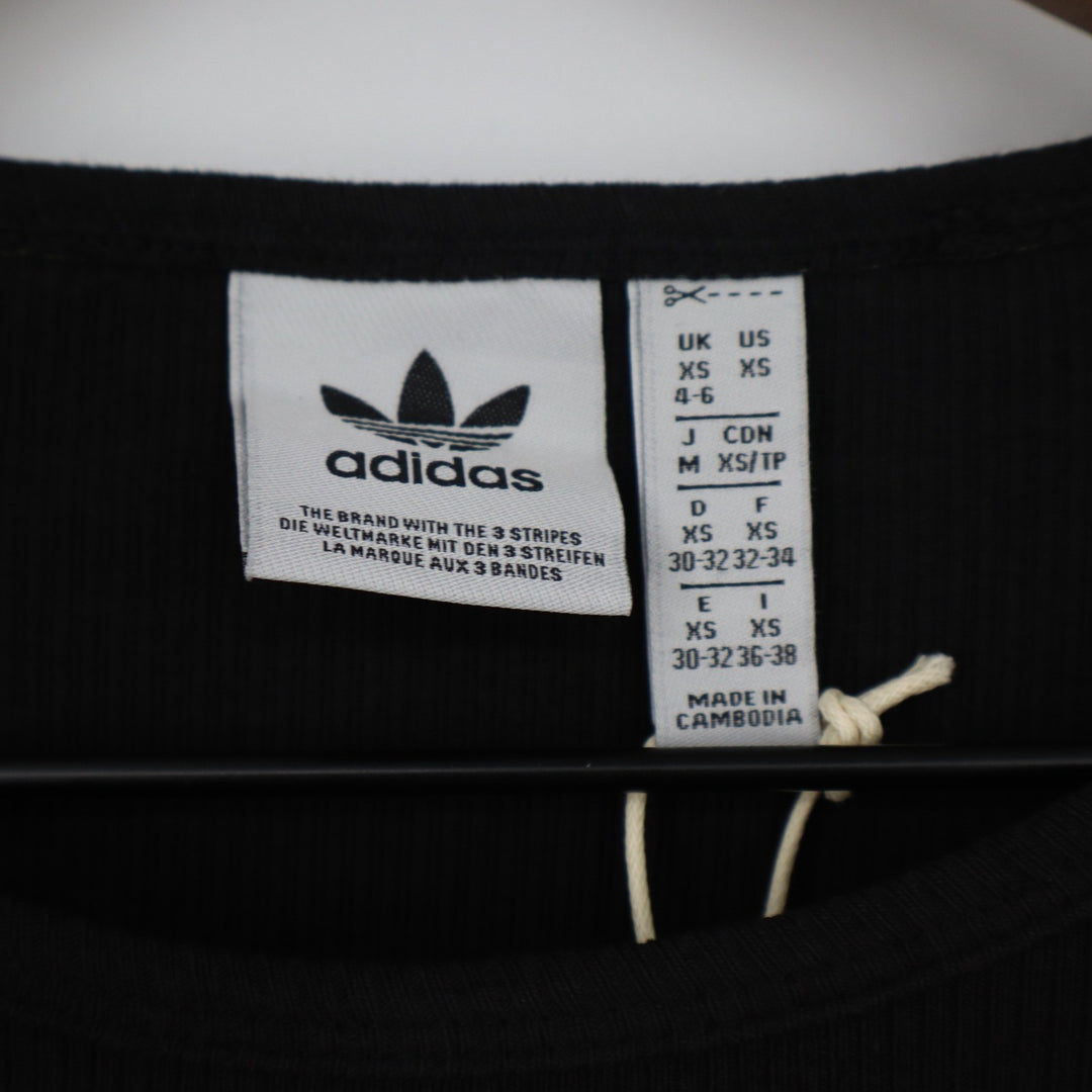 Adidas Originals Womens Essentials Ribbed Long Sleeve Crop Top Black XS