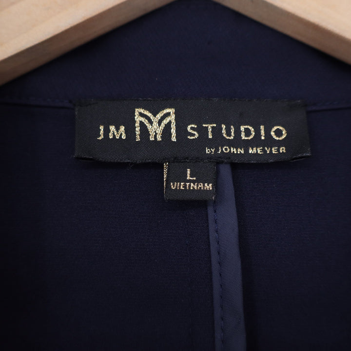 JMM Studio by John Meyer Navy Blue White Contrast Trim Open Front Blazer Large