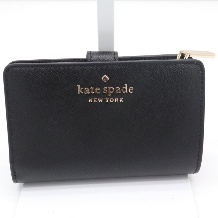 Kate Spade Staci Black Saffiano Leather Medium Bifold Wallet New