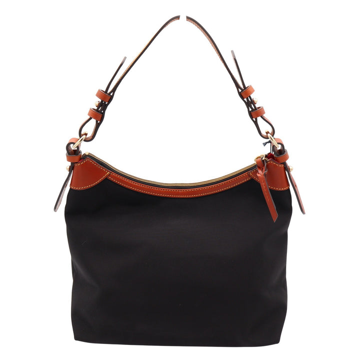Dooney & Bourke Wayfarer Nylon Hobo Bag Black Tan Leather Trim Shoulder Bag NEW