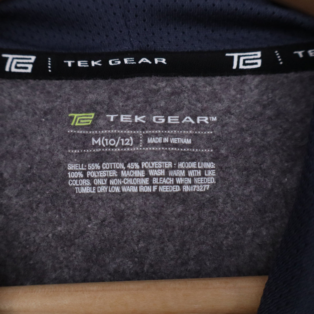 Tek Gear Boys M 10/12 Raglan Hoodie Gray Navy Blue Colorblock Pullover Fleece