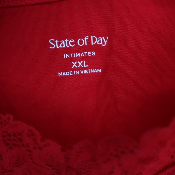 State of Day Intimates Cami Pajama Top Womens 2XL Red Lace Trim Adjustable Strap