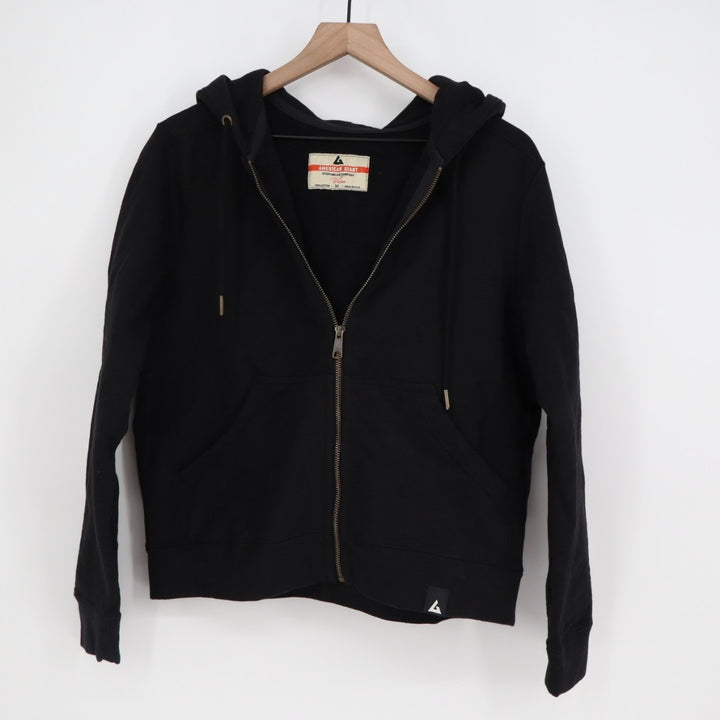 American Giant Hoodie Womens Medium Black Full Zip Cotton Lined Logo Casual