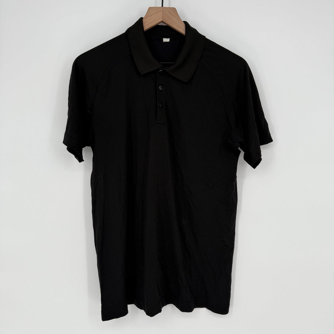 Lululemon Athletica Mens Black Short Sleeve Polo Shirt Size M Athleisure Golf