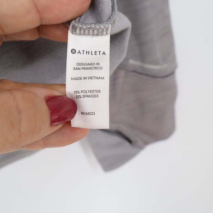 Athleta Top Women's M Bootcamp Crew Gray Plush Tech Mitten Cuffs NEW