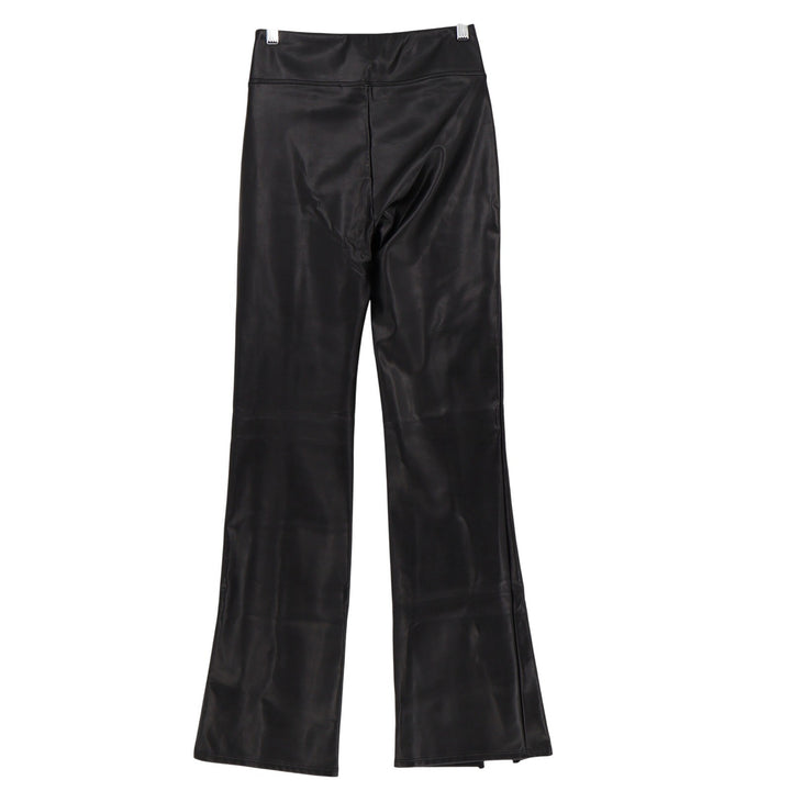 Abercrombie & Fitch Black Faux Leather High Rise Flare Slit Hem Pants Small