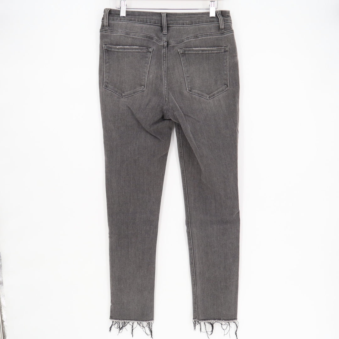Flying Monkey Jeans Women's 28 Gray Denim Cotton Stretch Raw Hem Ankle Slit