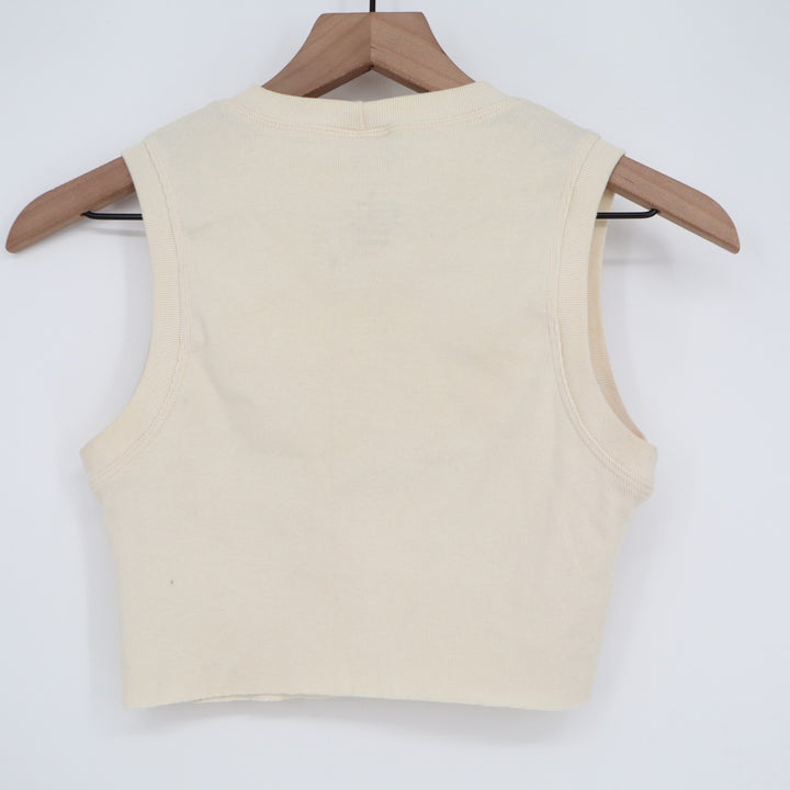 Full Tilt Street Race Legends Graphic Ribbed Crop Tank Top Cream Small