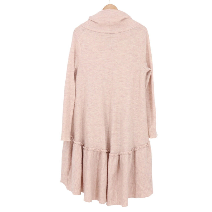 Free People 100% Merino Wool Cowl Neck Ruffle High Low Tunic Dress Blush XS