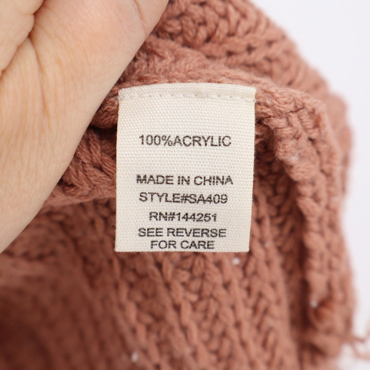 Jessica Simpson Dusty Rose Shaker Knit Bobble Sleeve Sweater SA409 Large