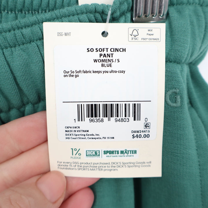 DSG So Soft Cinch Pant Womens Small Teal Blue Jogger Sweatpants NEW