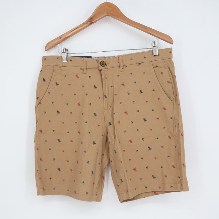 Jachs NY Bleecker Short Palm Tree Print Khaki Mens Size 31 Flat Front Shorts