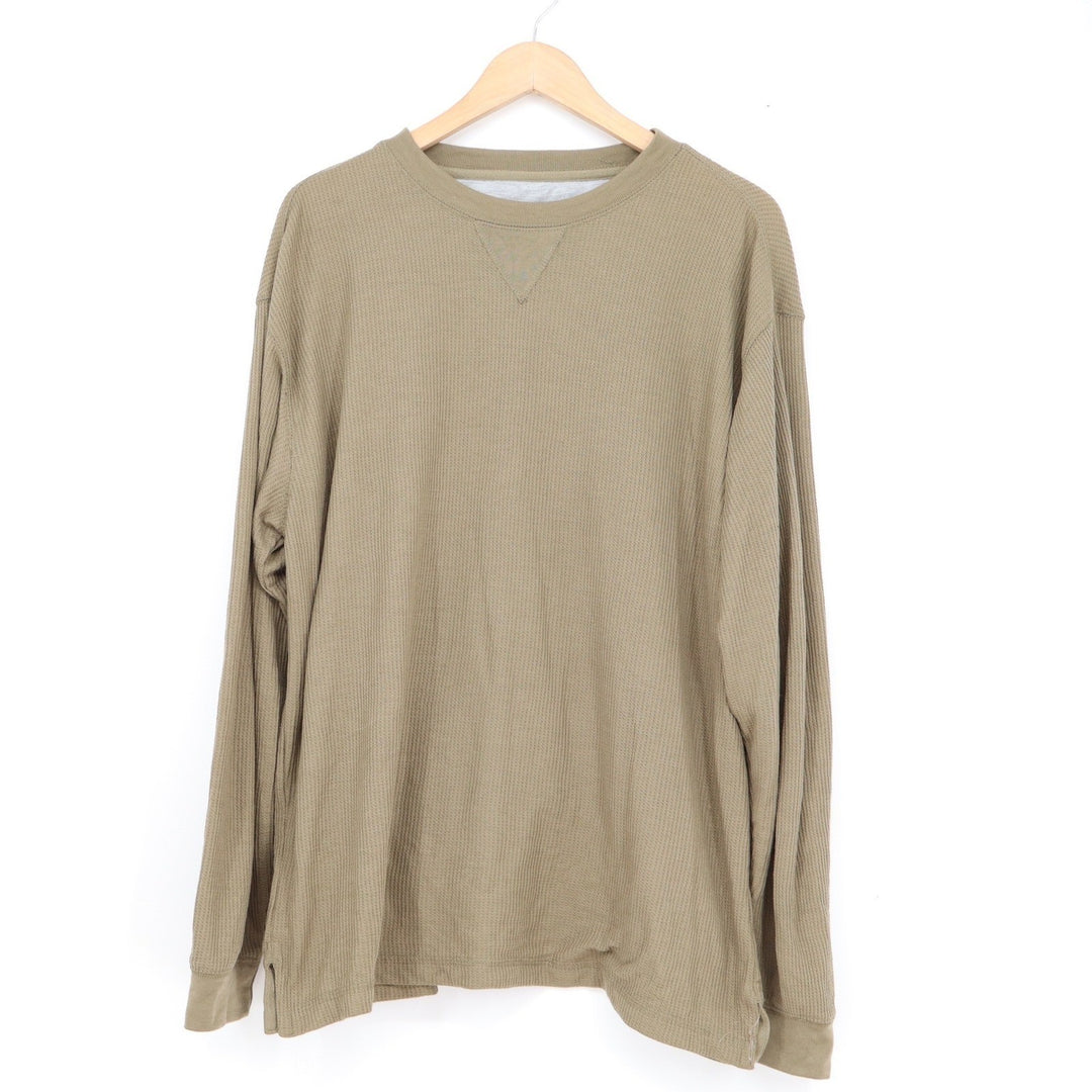 Alpine Lakes Mens Large Waffle Knit Thermal Long Sleeve Shirt Olive Green