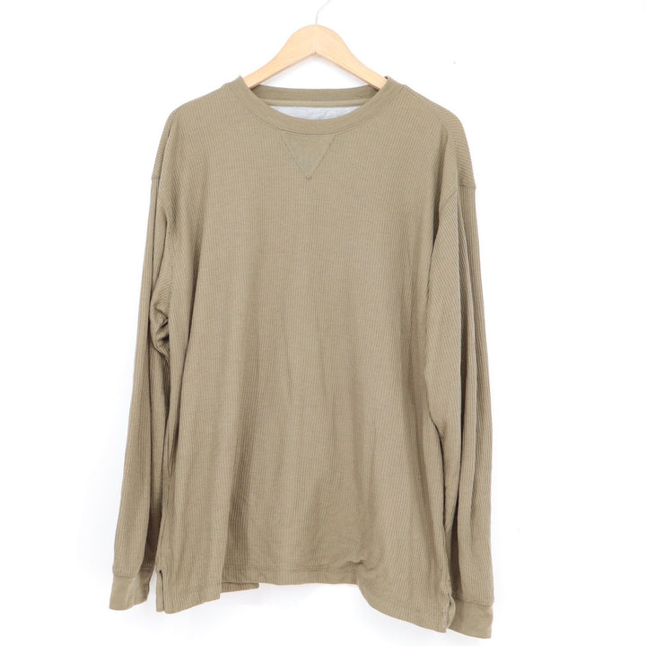 Alpine Lakes Mens Large Waffle Knit Thermal Long Sleeve Shirt Olive Green