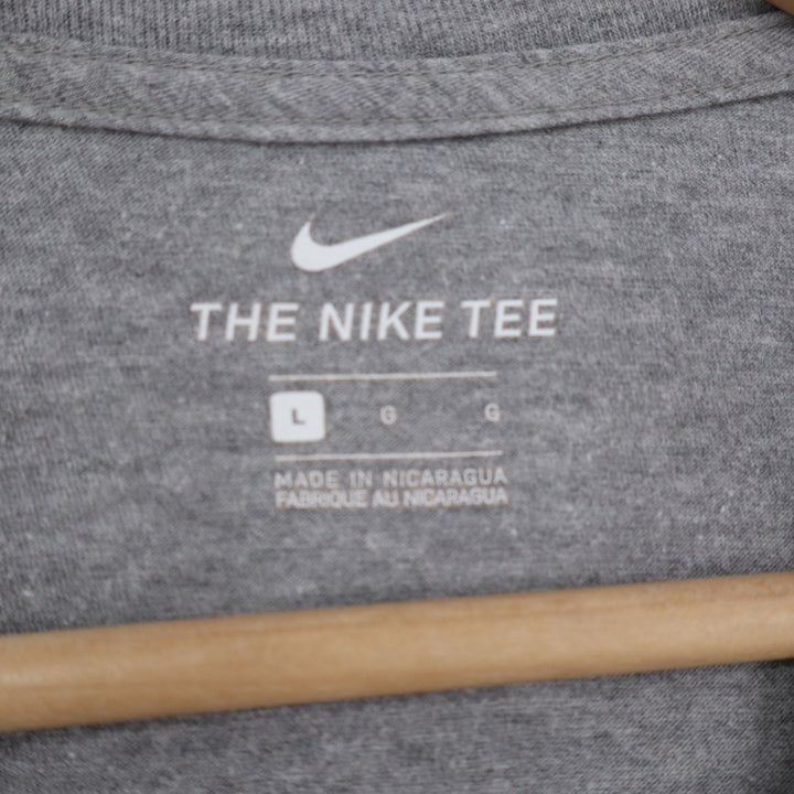 Nike Just Do It Graphic Tee Mens Large Gray Short Sleeve Cotton Blend T-Shirt