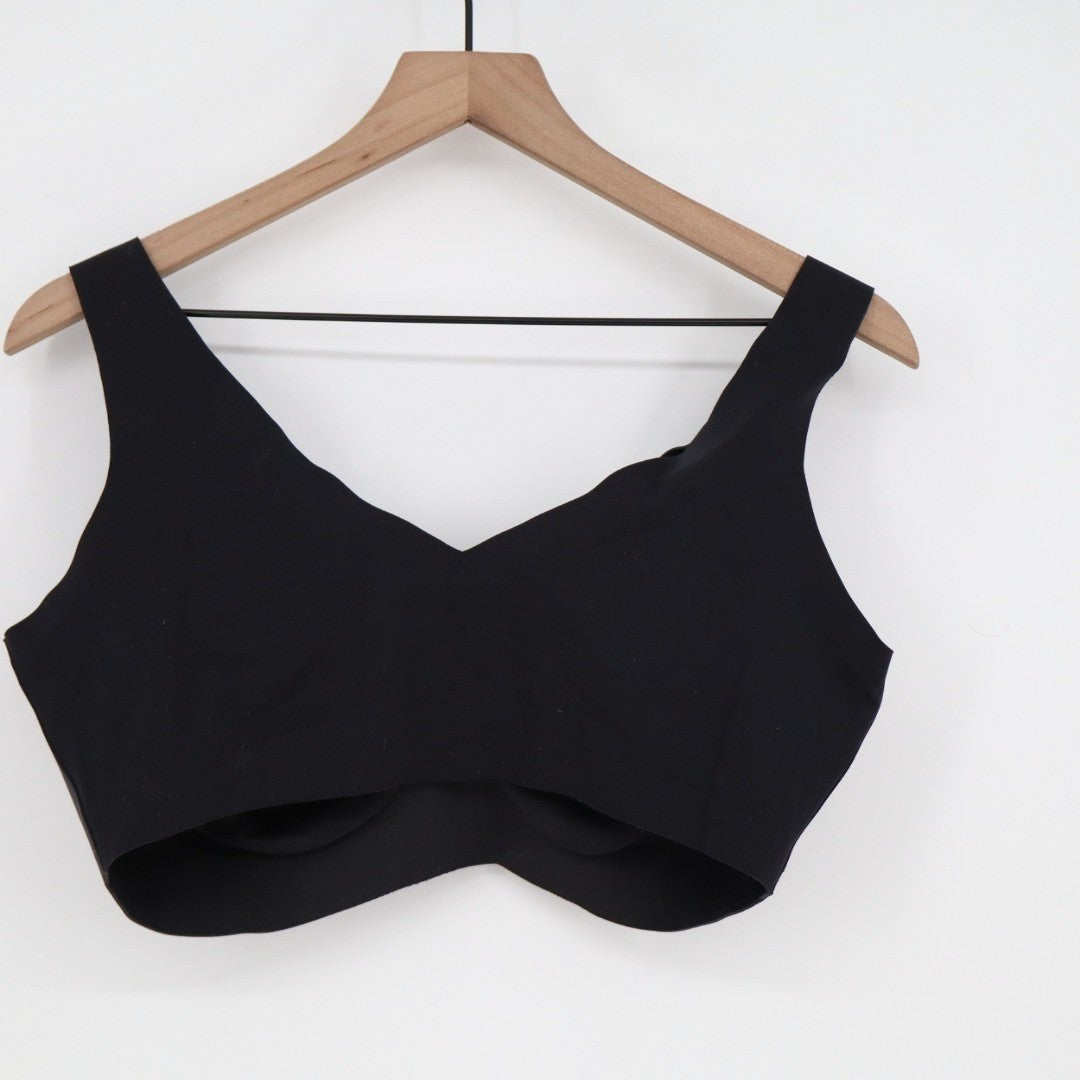 Honeylove T-Shirt Bra Womens XL Black Stretch V-Neck Wireless Smoothing Back