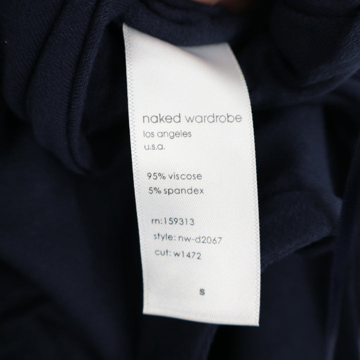 Naked Wardrobe Navy One Shoulder Side Tie Cutout Maxi Dress S