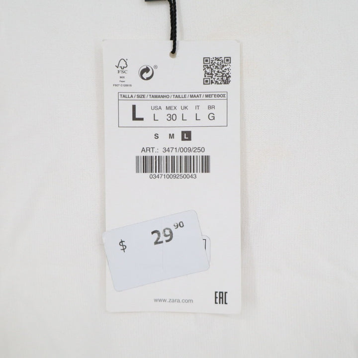 Zara Crop Tank Top Womens Large Off White Knit Wide Strap Scoop Neck Pullover