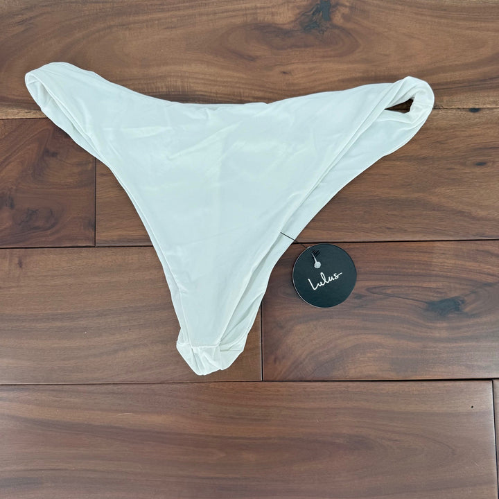 Lulus White Thong Bikini Bottoms Swimsuit Size M