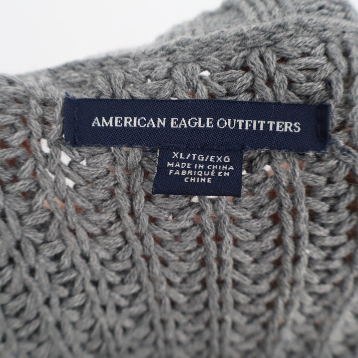 American Eagle Outfitters Sweater Women XL Gray Cotton Chunky Knit Raglan Sleeve