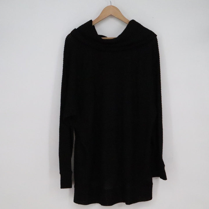 Suzanne Betro Simple Black Cowl Neck Tunic Sweater Plus Size 3X