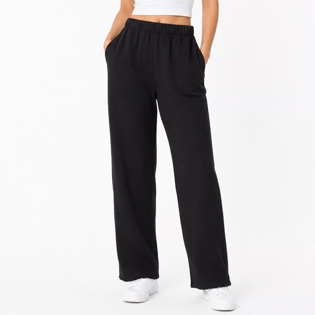 John Galt Brandy Melville Black Wide Leg Fleece Sweatpants One Size