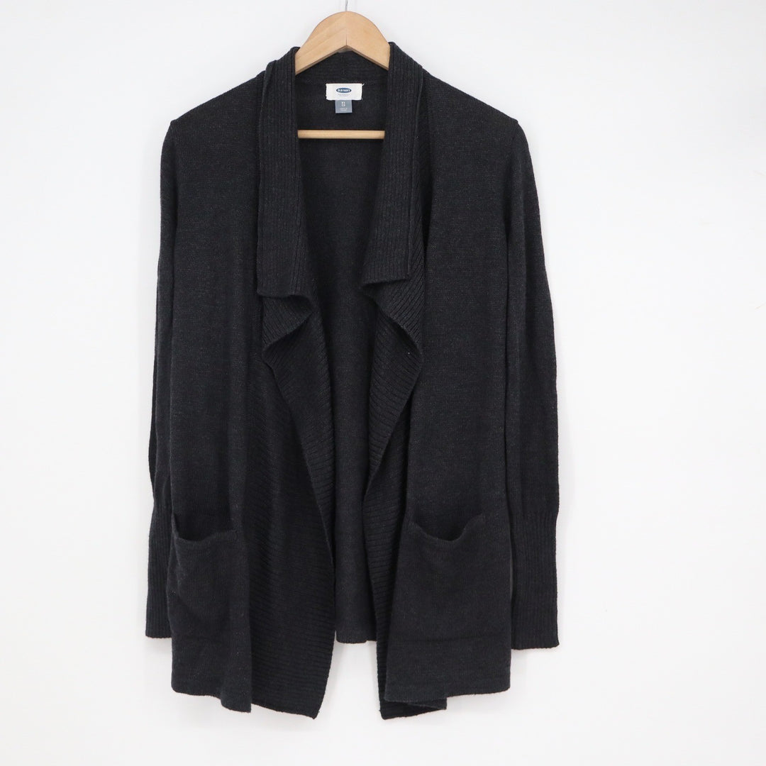 Old Navy Womens XS Charcoal Grey Open Front Draped Shawl Collar Cardigan Sweater