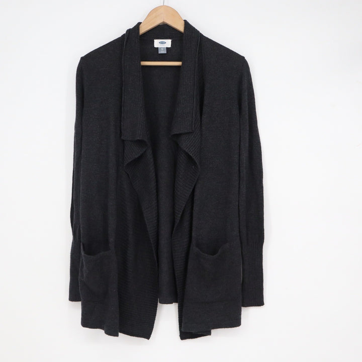 Old Navy Womens XS Charcoal Grey Open Front Draped Shawl Collar Cardigan Sweater