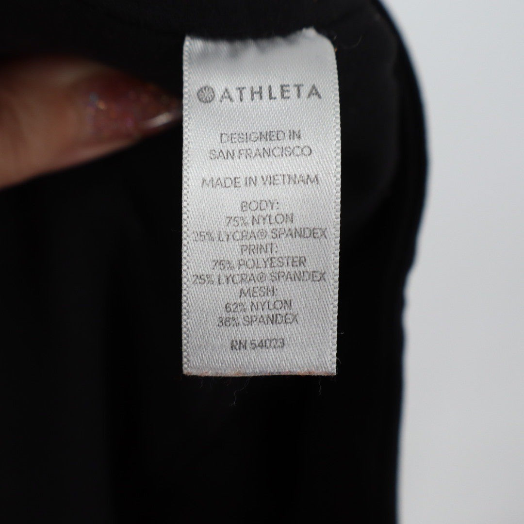 Athleta Black White Abstract Print Mesh Leggings Athletic Pants Size M
