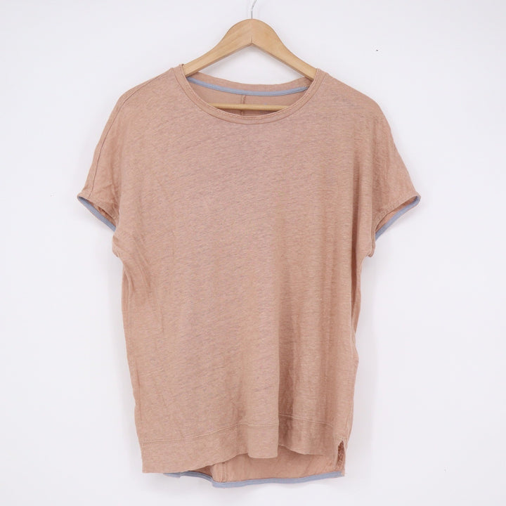Daniel Hechter Paris Womens Dusty Rose Dolman Short Sleeve Slub Tee Shirt Size M
