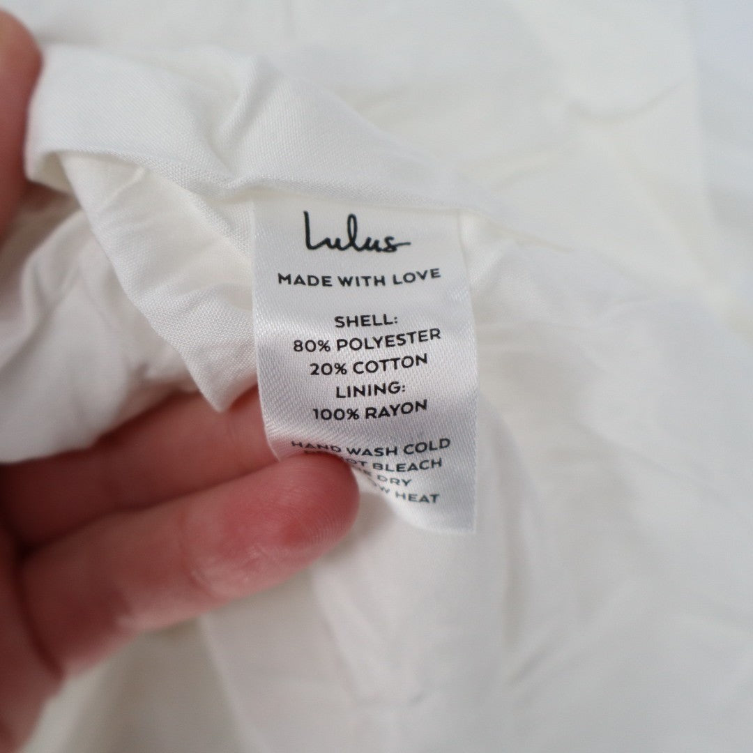 Lulus Nathaly Babydoll Mini Dress Women XS White Poplin Ruffled Pleated Pullover