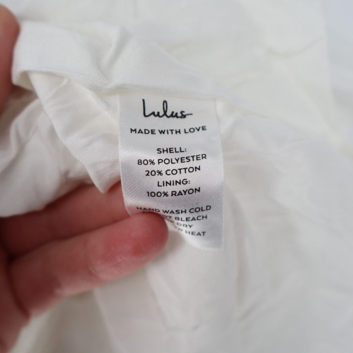 Lulus Nathaly Babydoll Mini Dress Women XS White Poplin Ruffled Pleated Pullover