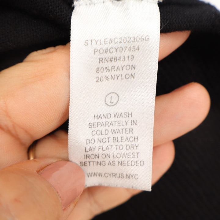 Cyrus Black Open Front Cardigan Sweater Button Cuff Womens Large