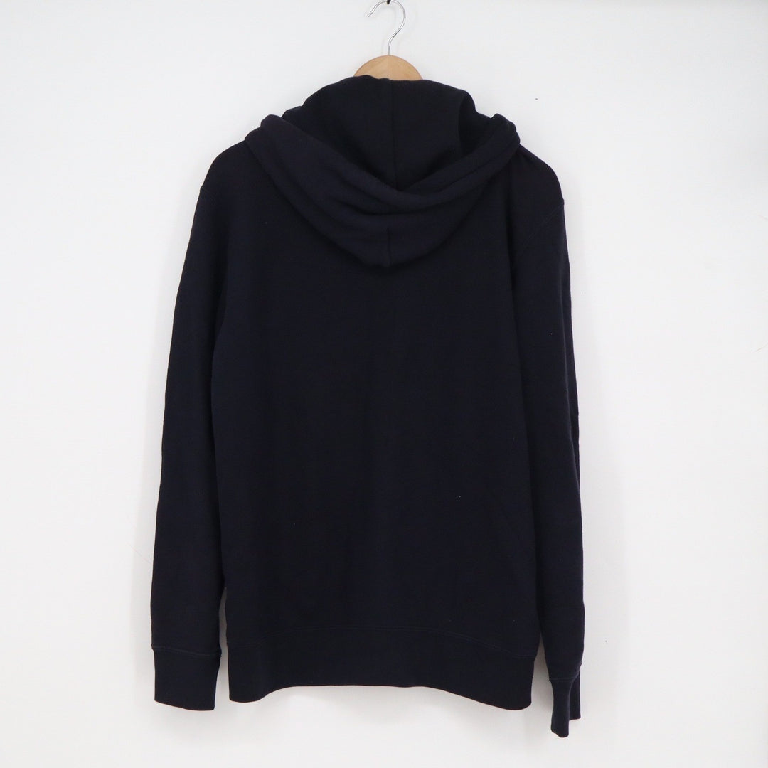 Uniqlo Mens Full Zip Hoodie Navy Blue Solid Cotton Blend L
