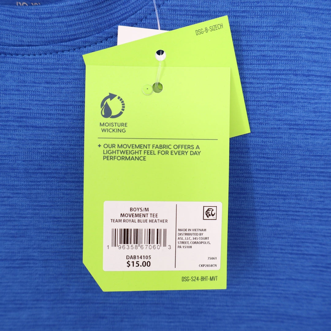 DSG Boys Movement Tee Royal Blue Heather Short Sleeve Athletic Shirt M 10-12