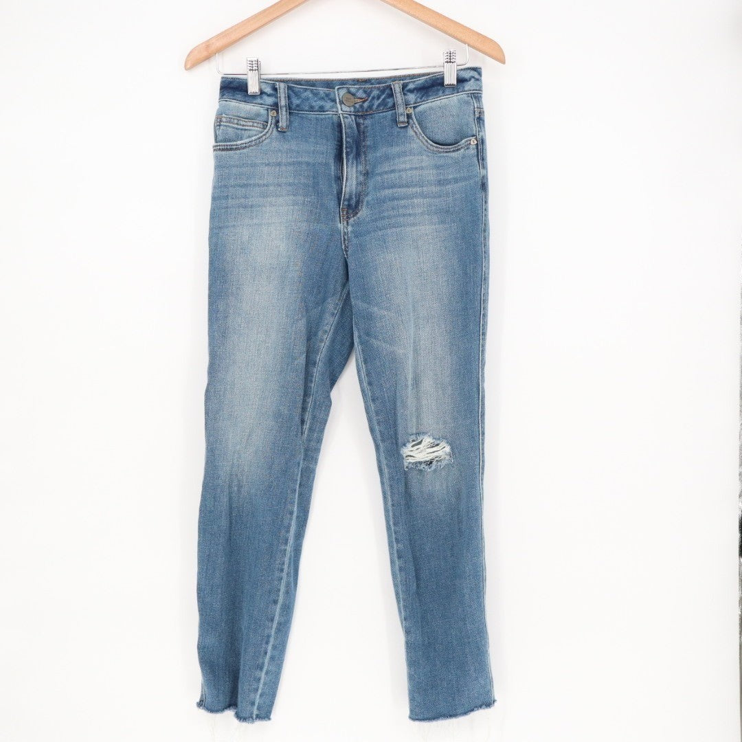Kut From The Kloth Jeans Womens 0 Blue Cotton Distressed High Rise Cigarette Leg