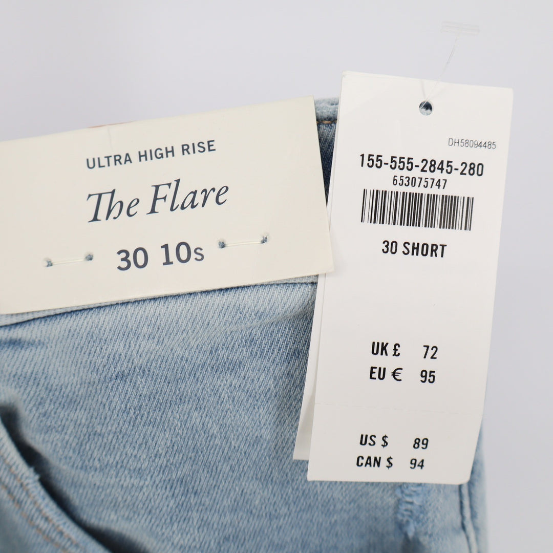 Abercrombie & Fitch Ultra High Rise The Flare Jeans Light Wash 30/10S Short NEW