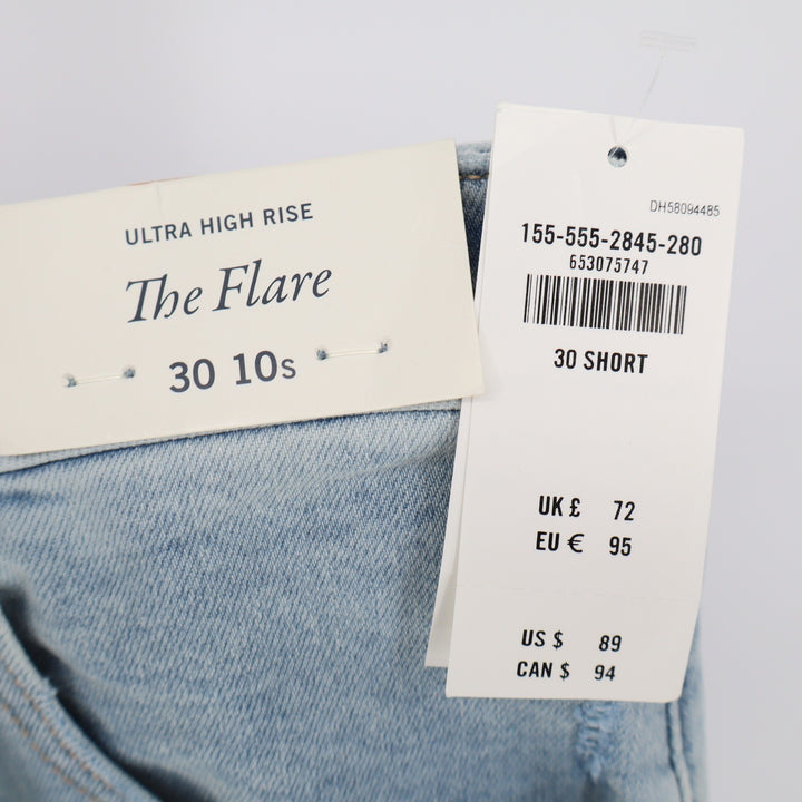 Abercrombie & Fitch Ultra High Rise The Flare Jeans Light Wash 30/10S Short NEW