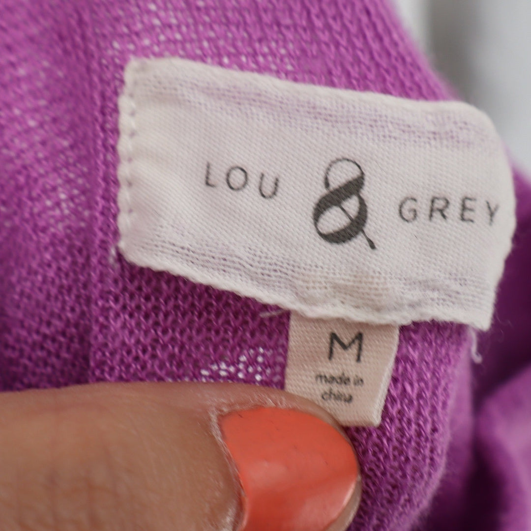 Lou & Grey Womens Purple Mock Neck Relaxed Knit Sweater Size M