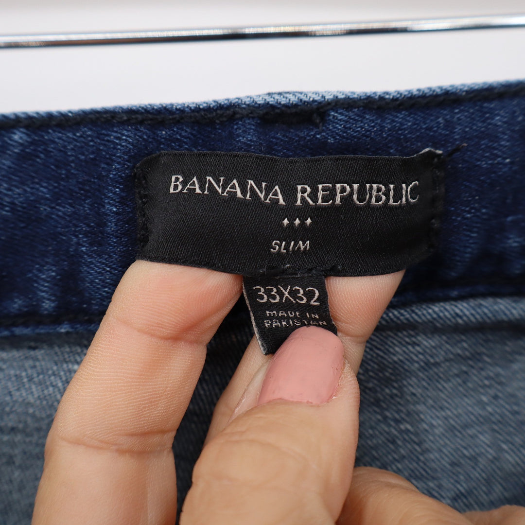 Banana Republic Mens Slim Fit Medium Wash Blue Stretch Denim Jeans 33x32