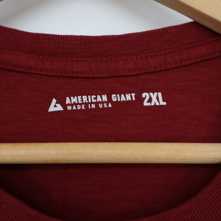 American Giant T-Shirt Mens Small Red 100% Cotton Casual Drop Shoulder Crew Neck